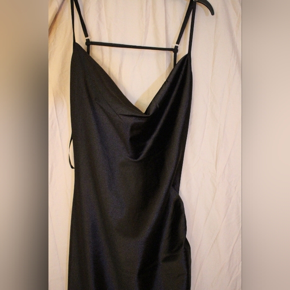 Black Satin Backless Dress - Picture 3 of 4